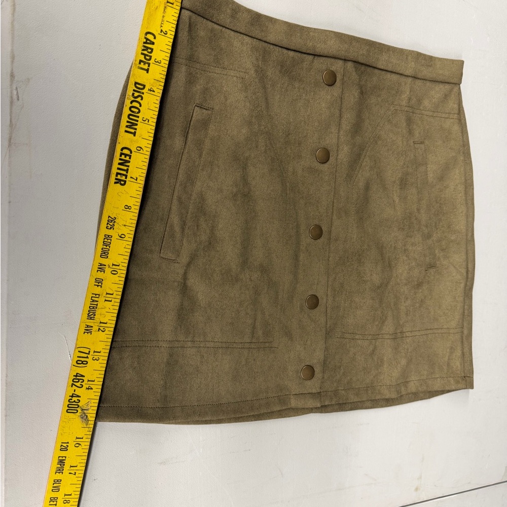 Button-Front Faux Suede Mini Skirt -